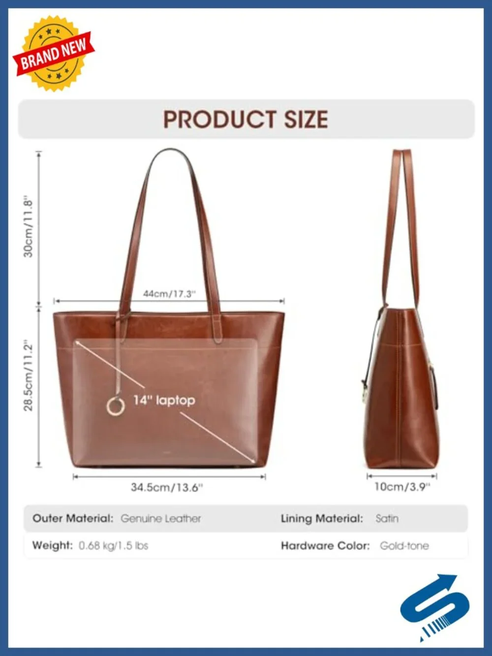 Genuine Leather Work Tote for Women Large Spacious with Zip Compartment
